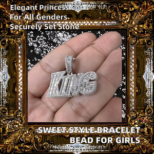 Vintage Princess Cut Diamond Sterling Silver <b>Bracelet</b> Bead Unisex Style for Sweet <b>Lovely</b> Girls Small Multifunctional Handicraft - Product Image 2
