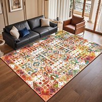 Tapis de salon moderne en polyester floral de haute qualité, fabriqué à la machine, résistant à l'eau et écologique
