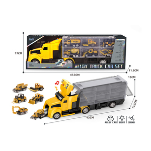 FiveS tar Alloy Yellow <span class=keywords><strong>Big</strong></span> Kunststoff anhänger Transport Container Engineering Fahrzeug Schiebe wagen Druckguss Spielzeug Set für Kinder - Product Image 3