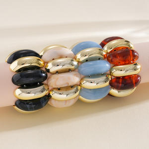 Brazalete de acrílico J con diseño geométrico ovalado y efecto difuminado, unisex, vintage, de nicho, de lujo, exagerado, joyería de mano para fiesta - Product Image 4