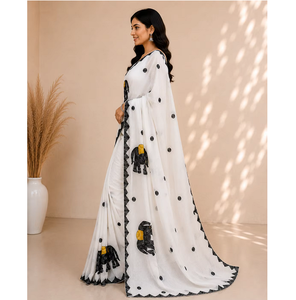 Sari Kota élégant à motif d'éléphant pour femmes, vêtement ethnique indien traditionnel brodé, collection boutique respirante - Product Image 2