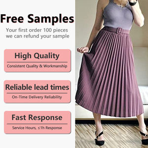 Oem Custom Vrouwen Imperium Taille Ademende Casual Effen Geverfde Geplooide Rok Massief Zomer Mode Lange Rok - Product Image 2