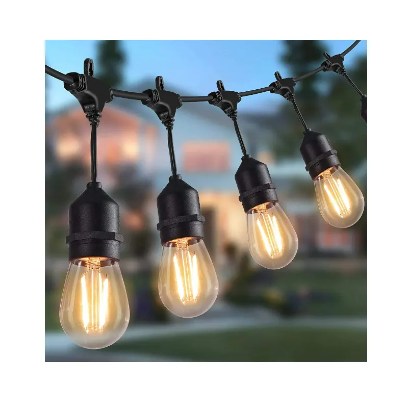 Indoor outdoor best led bulb 48ft IP65 waterproof festoon string light for wedding patio garden cafe