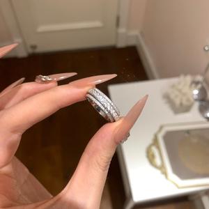 S925 <b>Silver</b> Light Luxury Advanced Classic Full Circle Diamond <b>Ring</b> Inlay <b>Set</b> with Rotating Zircon Heavy Industry - Product Image 4