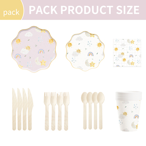 DAMAI Sky Rainbow Cloud Star Sun Kids Birthday Party Supplies Disposable <b>Dinnerware</b> Paper Napkin Cups Plates Party Tableware <b>Set</b> - Product Image 6
