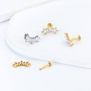 Para la venta caliente nuevo siete caballo ojo corona nariz Labret circón titanio cuerpo Piercing joyería al por mayor - Product Image 2