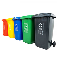 Poubelle industrielle en plastique à couvercle ouvert avec roulettes, 100L/120L/240L, pour usage extérieur