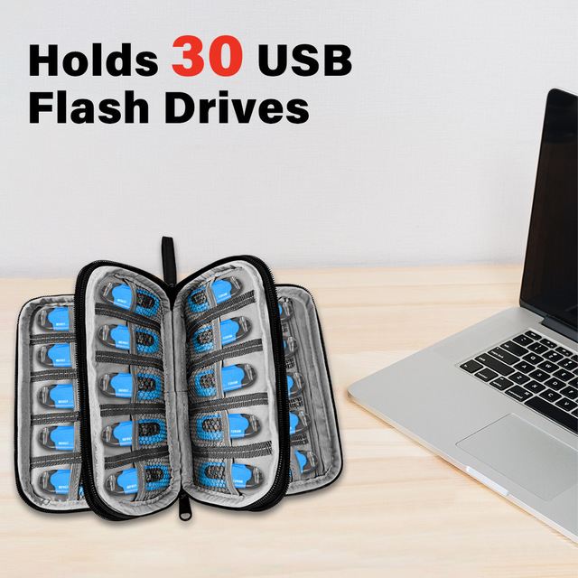 Kanote U Shield Polyester Storage Bag with Zipper Closure Holds 30 USB Flash Drives & Protective Cases