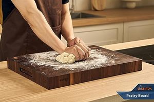 202506 End Grain <strong>Butcher</strong> <strong>Block</strong> American Dark <strong>Walnut</strong> Wood Cutting Board with Juice Groove Inner Handles - Product Image 5