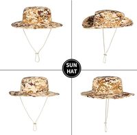 Chapeau de chasse Boonie à motif camouflage, imperméable, avec sangle de menton réglable, idéal pour la pêche, le camping, la randonnée, la plage et les voyages