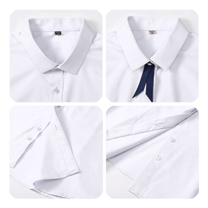 Chemise boutonnée à manches courtes respirante en 23 % cellulose régénérée et 72 % polyester, blanche, décontractée, personnalisable avec logo, vente en gros - Product Image 5