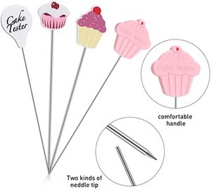4 pièces testeur de gâteau aiguilles en acier inoxydable aiguilles de test de gâteau réutilisables testeur de gâteau pratique pour cuisine maison <span class=keywords><strong>boulangerie</strong></span> outils - Product Image 3