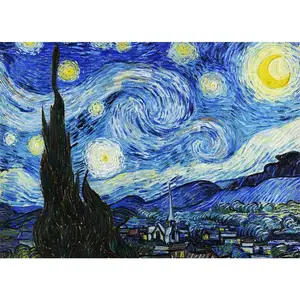 Wholesale Fashion Starry Night Paper 1000 piece jigsaw puzzle Custom die cut Cardboard jigsaw puzzles For adult