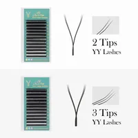 GLAMLASH Y YY Cheveux synthétiques en forme de W Extension de cils longs naturels doux tissés à la main Faux cils de volume préfabriqués