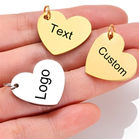Pendentif personnalisé en acier inoxydable plaqué or 18 carats, étanche, en forme de disque cœur, avec breloques lettres pour la fabrication de bijoux