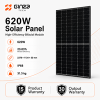 Panneau solaire monocristallin GinGinza N-Type tout noir 620W, module PV pour toit de maison résidentielle, meilleure qualité