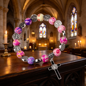 Oral Center Cross Santiago De Maria Wood Rosary with San Benito Collar Elegant Catholic Rosaries for Party Occasions - Product Image 2