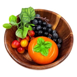 Bol rond en bois d'acacia, couleur naturelle, fait main, pour salade de fruits, utilisation en fête - Product Image 1