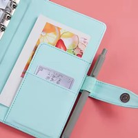 Porte-documents A6 personnalisé en cuir PU à feuilles mobiles, classeur de budget avec enveloppes à monnaie, bouton-pression en PU couleur unie, carnet de bureau