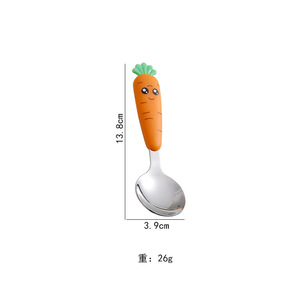 Food Grade Silicone 304 Stainless Steel Short Handle Baby Spoon Fork Kids Tableware Gift Box Set for Home & Gift - Product Image 5