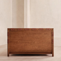Lit en tissu moderne avec tête de lit en cuir et sangles, cadre en bois, lit plateforme, ensemble de meubles de chambre à coucher pour maison et villa