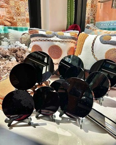 Venta a granel obsidiana negra natural espejo mágico cristales curativos artesanías de piedra semipreciosa para la decoración del hogar - Product Image 3