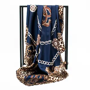 Классический квадратный шарф 90*90 см, завязка для волос, женские элегантные шелковые шарфы, Женская парео, парео, шарф, шаль, обертка