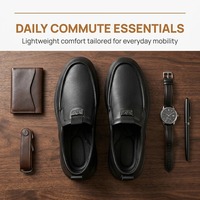 Chaussures de marche légères pour hommes en cuir véritable lisse noir, plateforme, usage quotidien et professionnel, avec logo personnalisé, vente en gros OEM