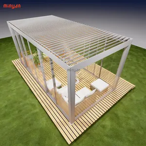 Lougazebo gazebo akıllı geri çekilebilir tente alüminyum alaşım bahçe villa gölgelik dış mekan teras çin elektrikli avlu gazebo
