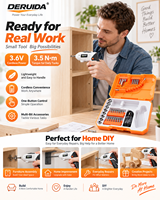 DERUIDA Perceuse-visseuse électrique 3,6 V, mini, rechargeable, portative, multifonctionnelle, pliable, sans fil, pour le bois, OEM