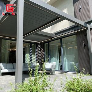 Gazebo retráctil <span class=keywords><strong>de</strong></span> pie independiente impermeable personalizable para restaurante con luces RGB plegable moderna pérgola techo jardín - Product Image 2