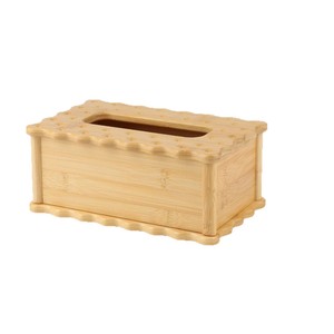 Caja de pañuelos de madera maciza con forma de onda, almacenamiento rectangular para servilletas, decoración para el hogar y la sala de estar - Product Image 3