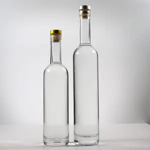 Nuocheng-botella de vidrio transparente con tapa de corcho sellada, botella de licor de tequila, Vodka, 250ml, 375ml, 500ml, 750ml, 1000ml