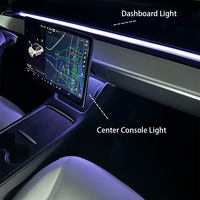 Kit de Luces Ambientales RGB con Alimentación USB para Tesla Model 3/Y, Tiras de Luces LED Interiores Controladas por Aplicación