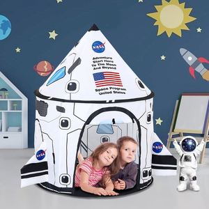 Tente de jeu pour enfants Rocket Ship, installation facile, tente spatiale mignonne, intérieur/extérieur, avec ailes - Product Image 4