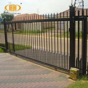 High quality automatic remote control wrought iron metal gate simple metal pipe gate designs