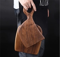 Ensemble de planches à découper en bois de noyer, avec poignée annulaire, plateau de service irrégulier pour charcuterie, plateau alimentaire esthétique de forme organique