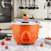 Penanak Nasi Otomatis Listrik Berkualitas Tinggi Ramah Lingkungan Memasak Cepat Kontrol Timer Digital Berwarna Oranye dengan Lukisan Bunga