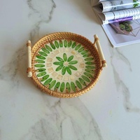 Bandeja de Aperitivos H17 de Uso Industrial, Tejida a Mano, Apta para Alimentos, Plato de Frutas Creativo, Decoración para Sala de Estar, con Doble Asa, Colorida