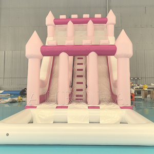 Lâu đài công chúa màu hồng thương mại trượt nước lớn trượt nước thương mại bơm hơi trượt nước màu hồng để Bán hồ bơi thương mại - Product Image 2