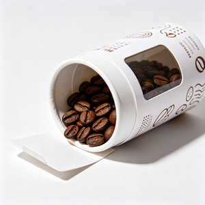 Boîte cylindrique en carton haute résistance avec fenêtre transparente, logo personnalisé, pour emballage commercial de grains de café - Product Image 1