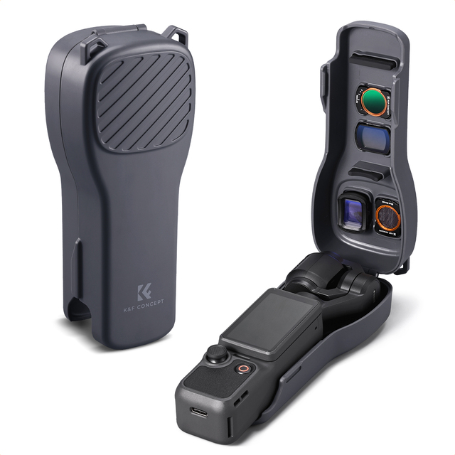 K&F Concept Protective Case for DJI Osmo Pocket 3/4 with 4 Filter Slots Including 2 Telephoto Lens Slots PC Shell
