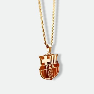 Collar con Colgante del FC <span class=keywords><strong>Barcelona</strong></span>, Joyería para Fanáticos del Club de Fútbol Barça, Regalo Personalizado Grabado en Acero Inoxidable, Joyería Deportiva - Product Image 1