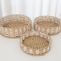 Ensemble de paniers de rangement circulaires en corde de papier tressée, écologiques, durables et modernes, pour l'organisation de la maison