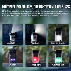 <span class=keywords><strong>Lampe</strong></span> de poche LED MINIX5 EDC, 750 Lumens, 95 mètres, 8 Modes de fonctionnement, multifonction, lumière rouge, verte, bleue, <span class=keywords><strong>Rechargeable</strong></span> par USB - Product Image 3