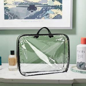 Custom Transparent Plastic PVC Zipper Bedding <b>Pillow</b> Quilt Cover Carrier Bag for Packing Bed Sheet With Rope Handle - Product Image 2
