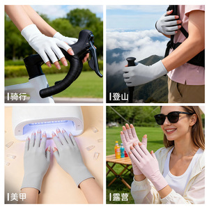 Gants de protection solaire en nylon personnalisés pour femmes, légers, en soie glacée, pour le cyclisme en extérieur et les soins des ongles - Product Image 1