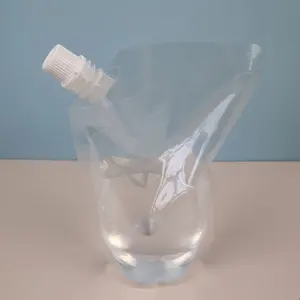 Bico portátil dobrável com bico, saco de água líquido para beber suco, bebidas, plástico transparente, portátil, 3l com bico