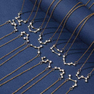 สร้อยคอคริสตัลยอดนิยมสิบสองกลุ่มดาวสร้อยคอเงินและทองจี้สร้อยคอผู้หญิงของขวัญเครื่องประดับสายยาว - Product Image 4