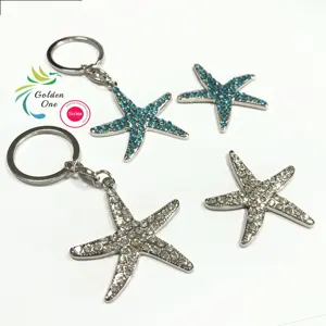 Sea World Starfish gantungan kunci modis mutiara kerang bintang laut Promosi gantungan kunci Pemegang Kunci logam untuk tas wanita